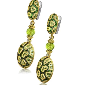 Drop Dangle Earrings*Alex Soldier Gold Fine Lace Drop Earrings, Chrome Diopside, Peridot