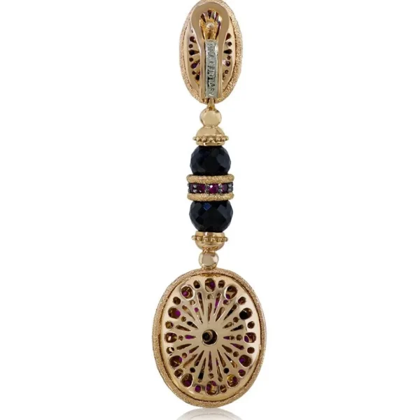 Diamond Earrings | Drop Dangle Earrings*Alex Soldier Gold Fine Lace Drop Earrings with Ruby And Diamonds