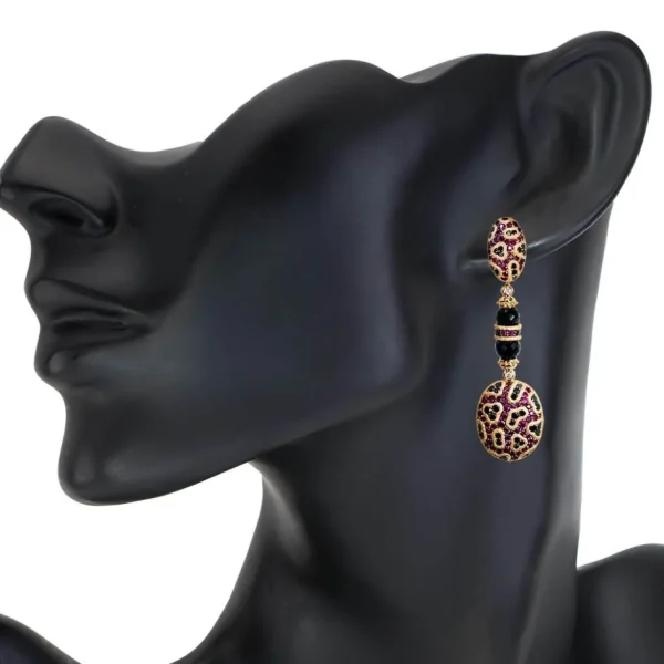 Diamond Earrings | Drop Dangle Earrings*Alex Soldier Gold Fine Lace Drop Earrings with Ruby And Diamonds