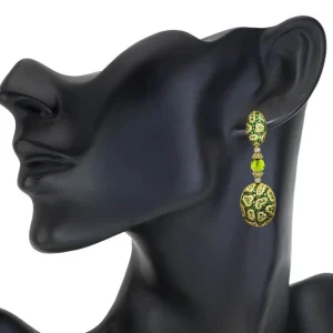 Drop Dangle Earrings*Alex Soldier Gold Fine Lace Drop Earrings, Chrome Diopside, Peridot