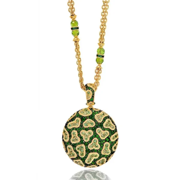 Peridot Jewelry | Pendants*Alex Soldier Gold Fine Lace Pendant with Chrome Diopside & Peridots