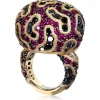 Designer Rings*Alex Soldier Gold Fine Lace Ring with Ruby And Diamonds