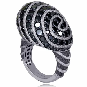 Designer Rings*Alex Soldier Gold Fine Lace Ring with Black Diamonds
