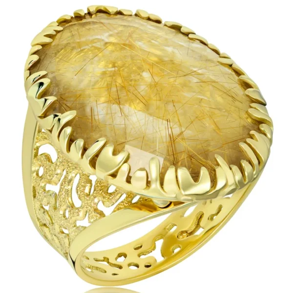 Designer Rings | Gold Rings*Alex Soldier Gold Fine Lace Ring with Rutilated Quartz