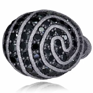 Designer Rings*Alex Soldier Gold Fine Lace Ring with Black Diamonds