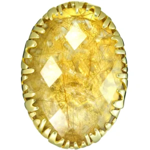 Designer Rings | Gold Rings*Alex Soldier Gold Fine Lace Ring with Rutilated Quartz
