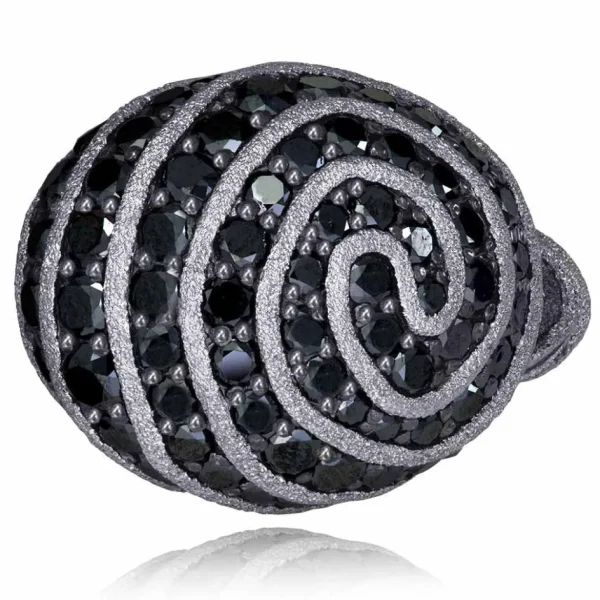 Designer Rings*Alex Soldier Gold Fine Lace Ring with Black Diamonds