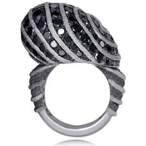 Designer Rings*Alex Soldier Gold Fine Lace Ring with Black Diamonds