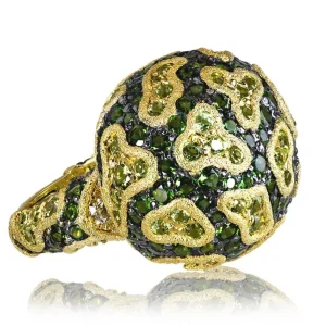 Designer Rings | Gold Rings*Alex Soldier Gold Fine Lace Ring with Chrome Diopside and Peridot