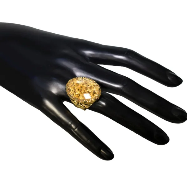 Designer Rings | Gold Rings*Alex Soldier Gold Fine Lace Ring with Rutilated Quartz
