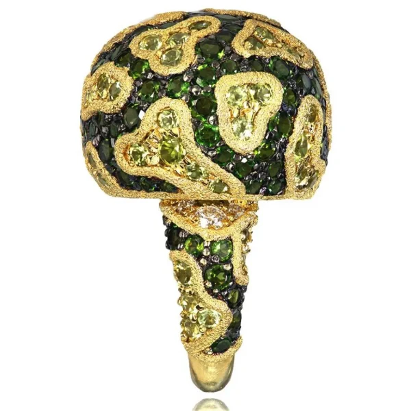Designer Rings | Gold Rings*Alex Soldier Gold Fine Lace Ring with Chrome Diopside and Peridot