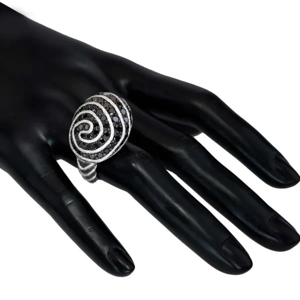 Designer Rings*Alex Soldier Gold Fine Lace Ring with Black Diamonds