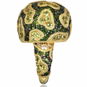 Designer Rings | Gold Rings*Alex Soldier Gold Fine Lace Ring with Chrome Diopside and Peridot