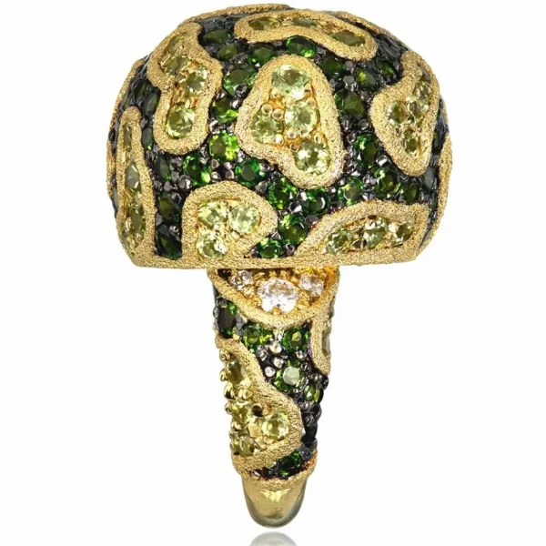 Designer Rings | Gold Rings*Alex Soldier Gold Fine Lace Ring with Chrome Diopside and Peridot