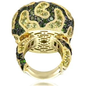 Designer Rings | Gold Rings*Alex Soldier Gold Fine Lace Ring with Chrome Diopside and Peridot