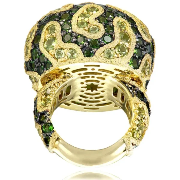 Designer Rings | Gold Rings*Alex Soldier Gold Fine Lace Ring with Chrome Diopside and Peridot