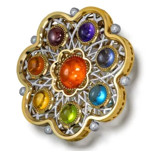 Pendants | Amethyst Jewelry*Alex Soldier Gold Flower Of Life Brooch, Pendant, Necklace