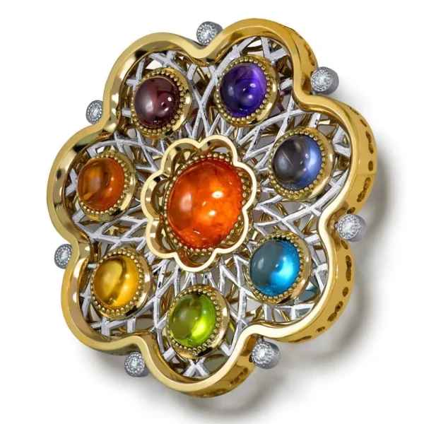 Pendants | Amethyst Jewelry*Alex Soldier Gold Flower Of Life Brooch, Pendant, Necklace