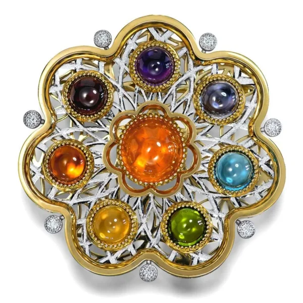 Pendants | Amethyst Jewelry*Alex Soldier Gold Flower Of Life Brooch, Pendant, Necklace