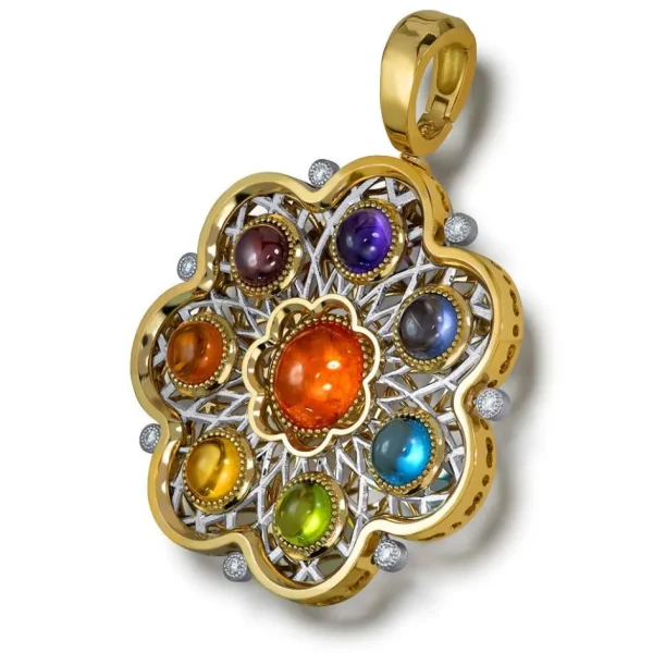 Pendants | Amethyst Jewelry*Alex Soldier Gold Flower Of Life Brooch, Pendant, Necklace