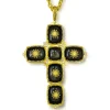 For Men | Sapphire Jewelry*Alex Soldier Gold Grand Cross Pendant Necklace with Obsidian