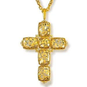 Pendants | For Men*Alex Soldier Gold Grand Cross Pendant/Necklace with Quartz & Diamond