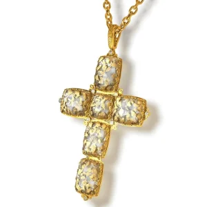 Pendants | For Men*Alex Soldier Gold Grand Cross Pendant/Necklace with Quartz & Diamond