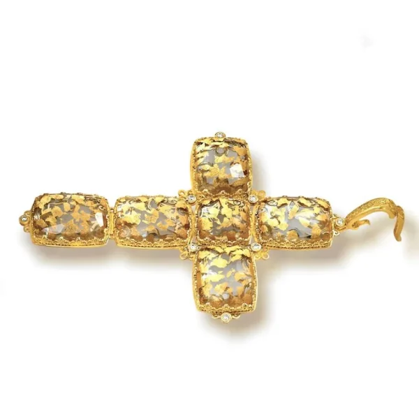 Pendants | For Men*Alex Soldier Gold Grand Cross Pendant/Necklace with Quartz & Diamond