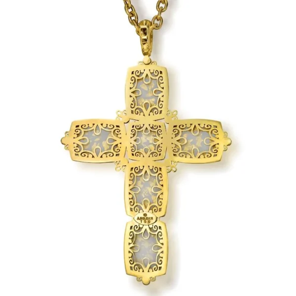 Pendants | For Men*Alex Soldier Gold Grand Cross Pendant/Necklace with Quartz & Diamond