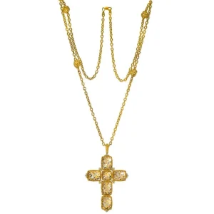 Pendants | For Men*Alex Soldier Gold Grand Cross Pendant/Necklace with Quartz & Diamond