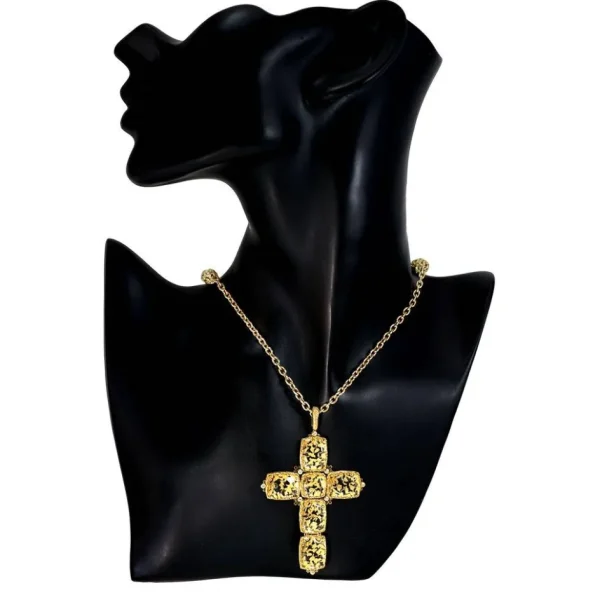 Pendants | For Men*Alex Soldier Gold Grand Cross Pendant/Necklace with Quartz & Diamond