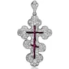 For Men | Pendants*Alex Soldier Gold Greek Orthodox Cross Pendant with Ruby & Diamonds