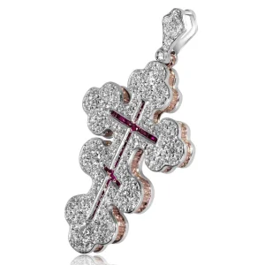 For Men | Pendants*Alex Soldier Gold Greek Orthodox Cross Pendant with Ruby & Diamonds