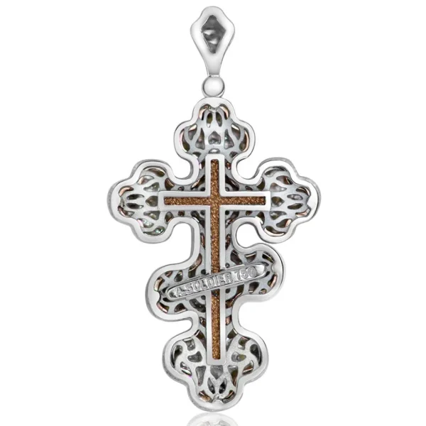 For Men | Pendants*Alex Soldier Gold Greek Orthodox Cross Pendant with Ruby & Diamonds