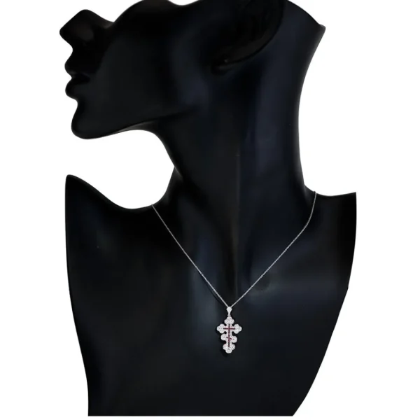 For Men | Pendants*Alex Soldier Gold Greek Orthodox Cross Pendant with Ruby & Diamonds