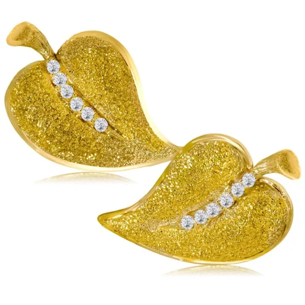 Diamond Jewelry | Stud Earrings*Alex Soldier Gold Leaf Earrings with Silvermist Diamonds