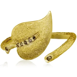 Gold Rings | Designer Rings*Alex Soldier Gold Leaf Ring with Diamonds