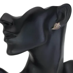 Diamond Earrings | Stud Earrings*Alex Soldier Gold Leaf Stud Earrings with Champagne Diamonds