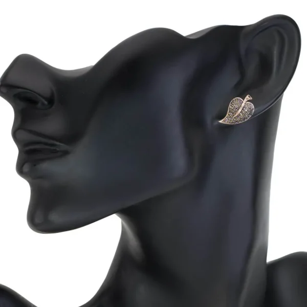 Diamond Earrings | Stud Earrings*Alex Soldier Gold Leaf Stud Earrings with Champagne Diamonds