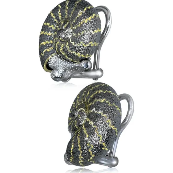 Diamond Earrings | Stud Earrings*Alex Soldier Gold Little Snail Earrings with White Diamonds