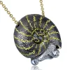 Pendants*Alex Soldier Gold Little Snail Pendant with White Diamonds On Chain