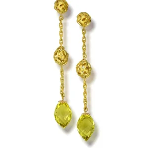 Drop Dangle Earrings*Alex Soldier Gold Meteorite Drop Earrings with Lemon Citrine