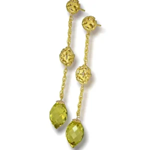 Drop Dangle Earrings*Alex Soldier Gold Meteorite Drop Earrings with Lemon Citrine