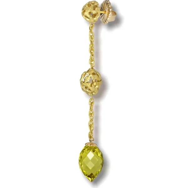 Drop Dangle Earrings*Alex Soldier Gold Meteorite Drop Earrings with Lemon Citrine