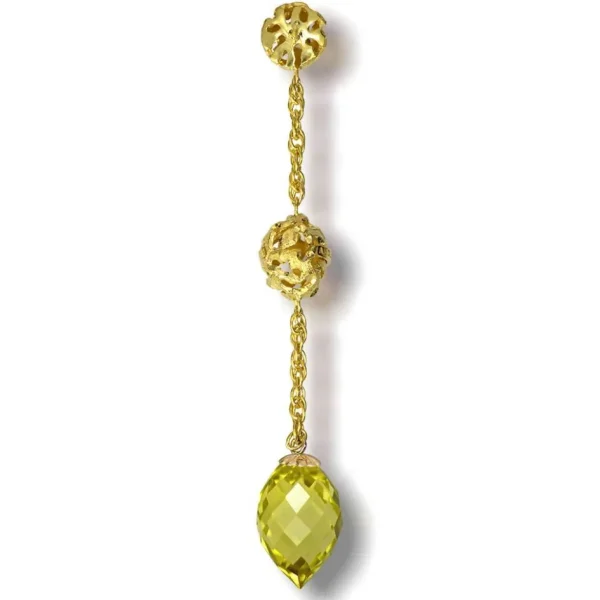 Drop Dangle Earrings*Alex Soldier Gold Meteorite Drop Earrings with Lemon Citrine