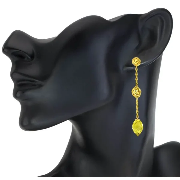Drop Dangle Earrings*Alex Soldier Gold Meteorite Drop Earrings with Lemon Citrine