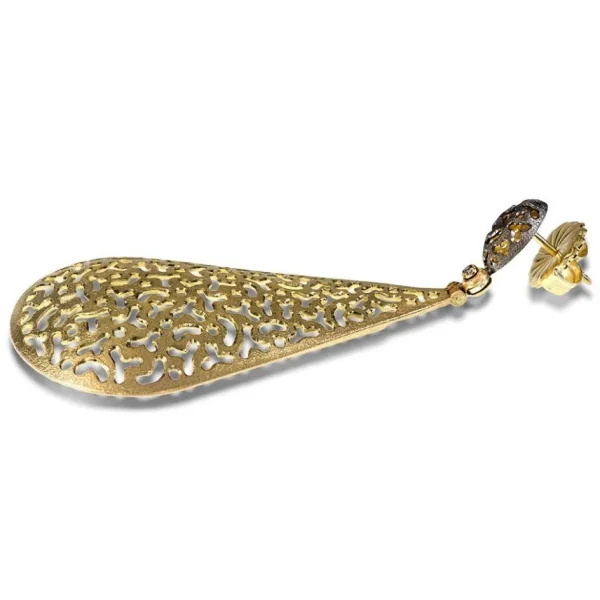 Diamond Earrings | Drop Dangle Earrings*Alex Soldier Gold Mismatched Festive Drop Earrings with Diamonds