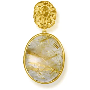 Drop Dangle Earrings*Alex Soldier Gold Moneta Drop Earrings with Rutilated Quartz