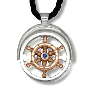 For Men | Pendants*Alex Soldier Gold Navigator Pendant Necklace with Sapphire