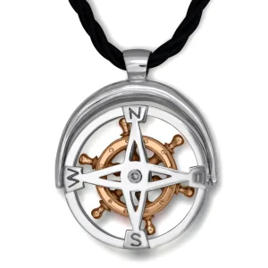 For Men | Pendants*Alex Soldier Gold Navigator Pendant Necklace with Sapphire